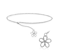 Rhodium Plated Flower Silver Bracelet BRS-446-RP